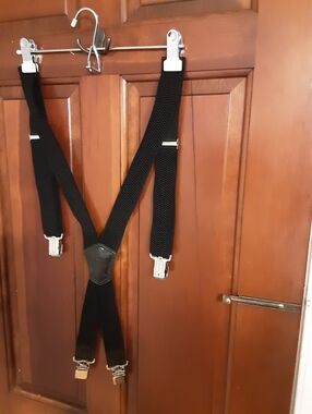 Classic Black X-Back Suspenders with Silver Clips